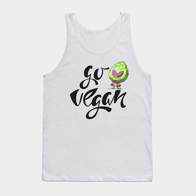 Foodietoon / Veggie Superheroes / Artichoke Alien / Go Vegan Tank Top by ProjectX23